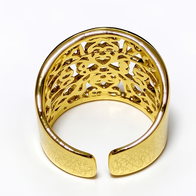 Vintage Gothic Wide Hollow Open Ring, Filigree Pattern